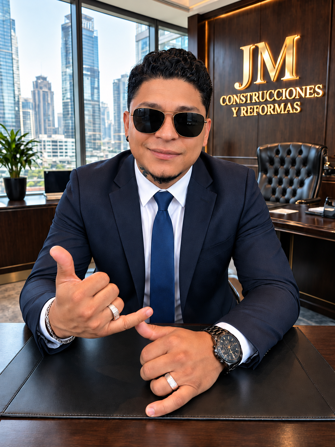 Responsable de JM Construcciones y Reformas en su oficina de Aranjuez
