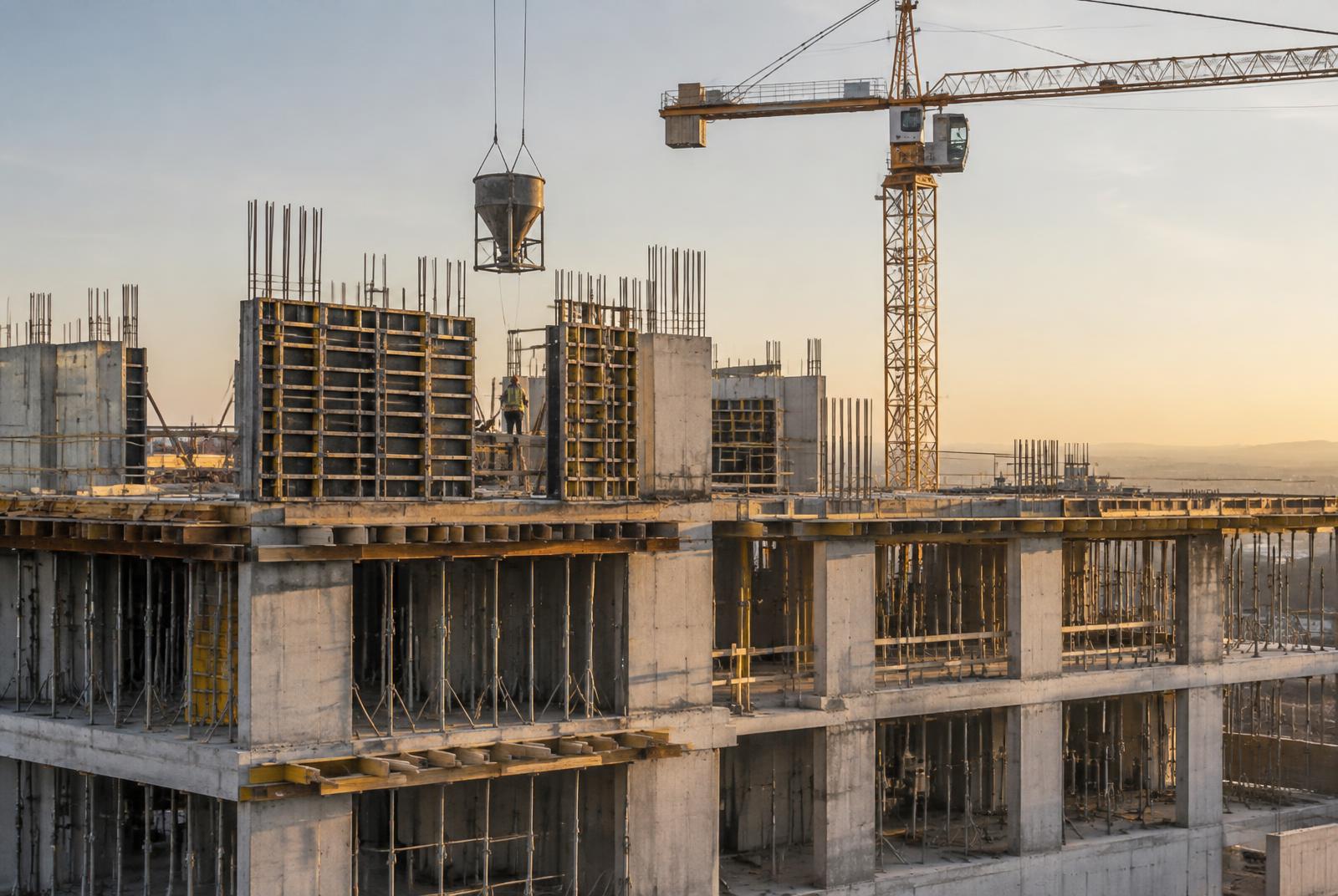 Estructura de hormigón de una obra de construcción